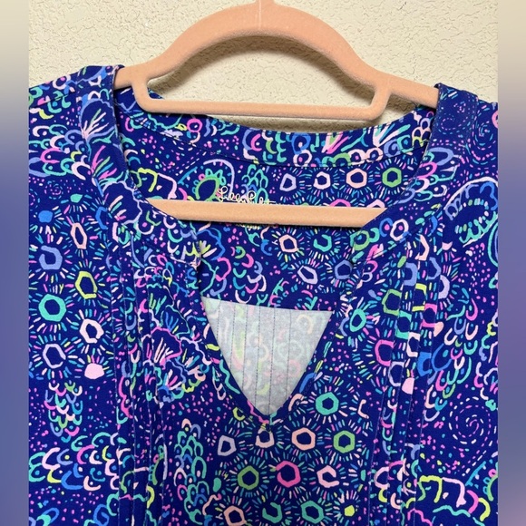 Lilly Pulitzer Aubrey UPF 50+ 3/4 Sleeve Dress in Lapis Lazuli Take It Slow XS - Picture 4 of 9